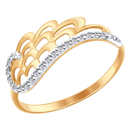 Кольцо, золото, фианит, 017281